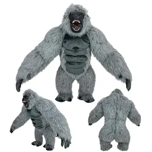 Funny Plush Animal Inflatable Costume, Giant 2.6m Gorilla Suit for Adults with Breathable Mesh for Halloween & Cosplay Parties Outfits Clothes Aesthetics