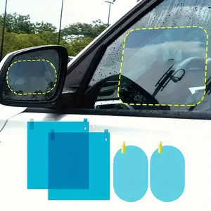 4-piece set/Car rearview mirror and side window rain and fog protection film set - high-definition waterproof film, easy to install, universal for all models, enhancing driving vision in rainy days