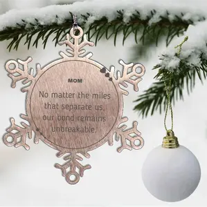Mom Long Distance Relationship Gifts, No matter the miles that separate us, Cute Love Snowflake Ornament For Mom, Birthday Christmas Unique Gifts For Mom