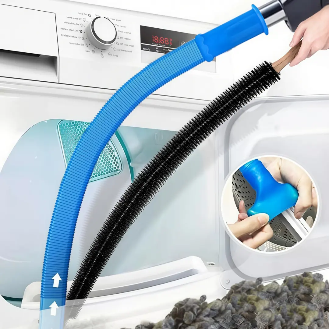 LMMAKER 2PCS Upgraded Home Dryer Vent Cleaner Kit - 1 Set Universal Vacuum Hose Attachment, Dryer Lint Brush, Easy to Install, Compatible with Most Vacuum Cleaners for Quick Lint Removal, Blue