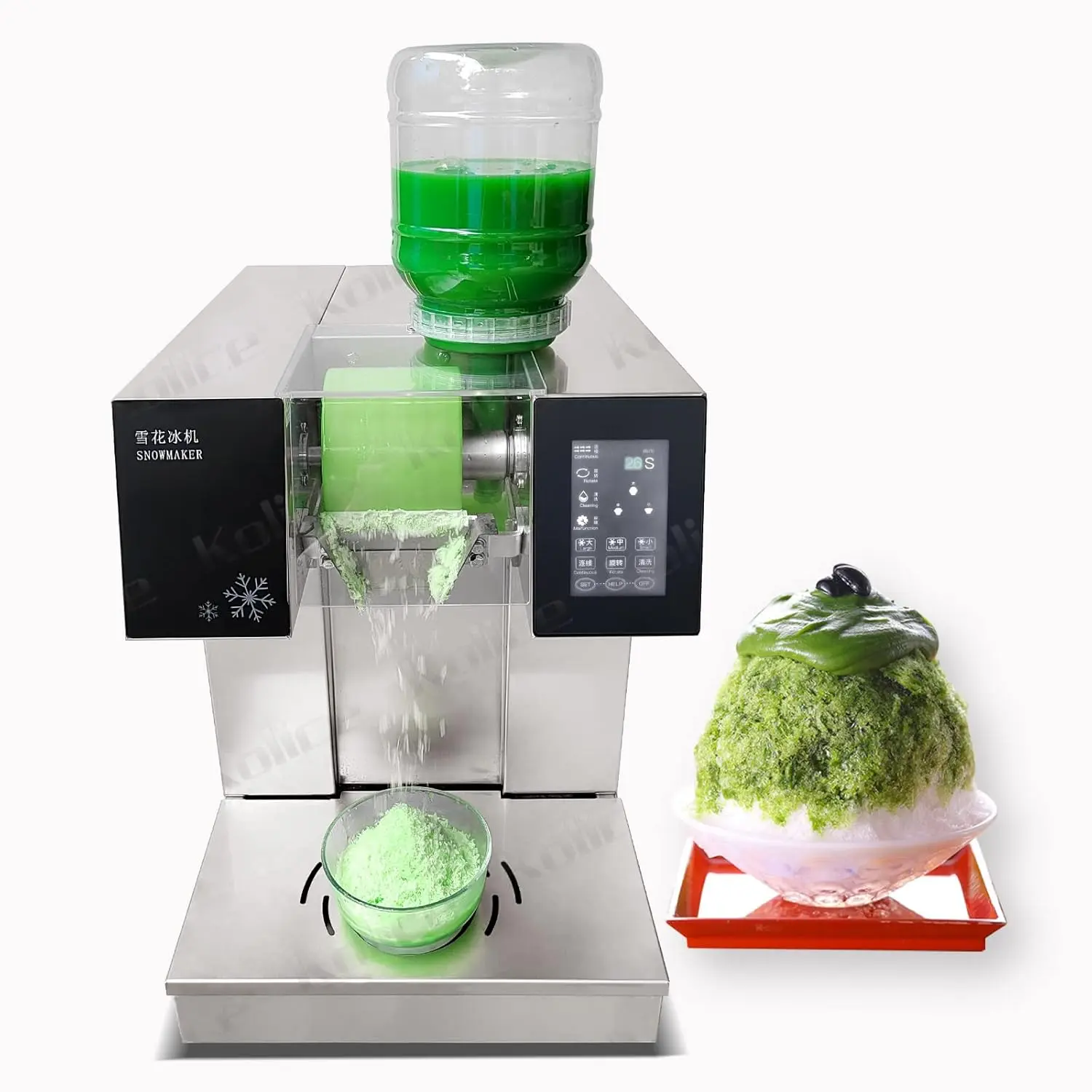 Kolice Commercial Automatically High Capacity Snow Flake Ice Shaver Machine, Ice Crusher Shaver, Snow Cone Maker Machine, 540lbs/day, Water Cooling, Quality Compressor for Household, Commercial