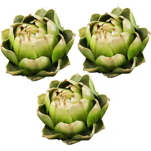 Fake Artificial Faux Plastic Artichoke Vegetables for Wedding Party Table Home Flower Decoration Green Large 3 Pcs