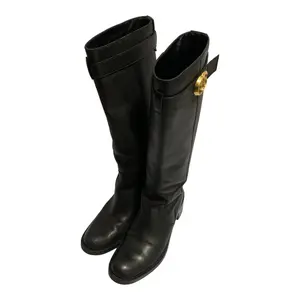 Pre-owned GUCCI Calfskin Small Leather Goods GG Marmont Calf Leather Long Boots
