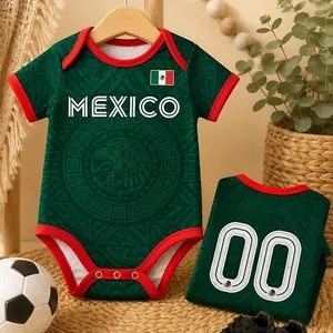 Personalized Mexico Baby Bodysuit | Custom Name Soccer Baby Outfit | Mexico Football Fan Gift | Newborn Sports Jersey Onesie