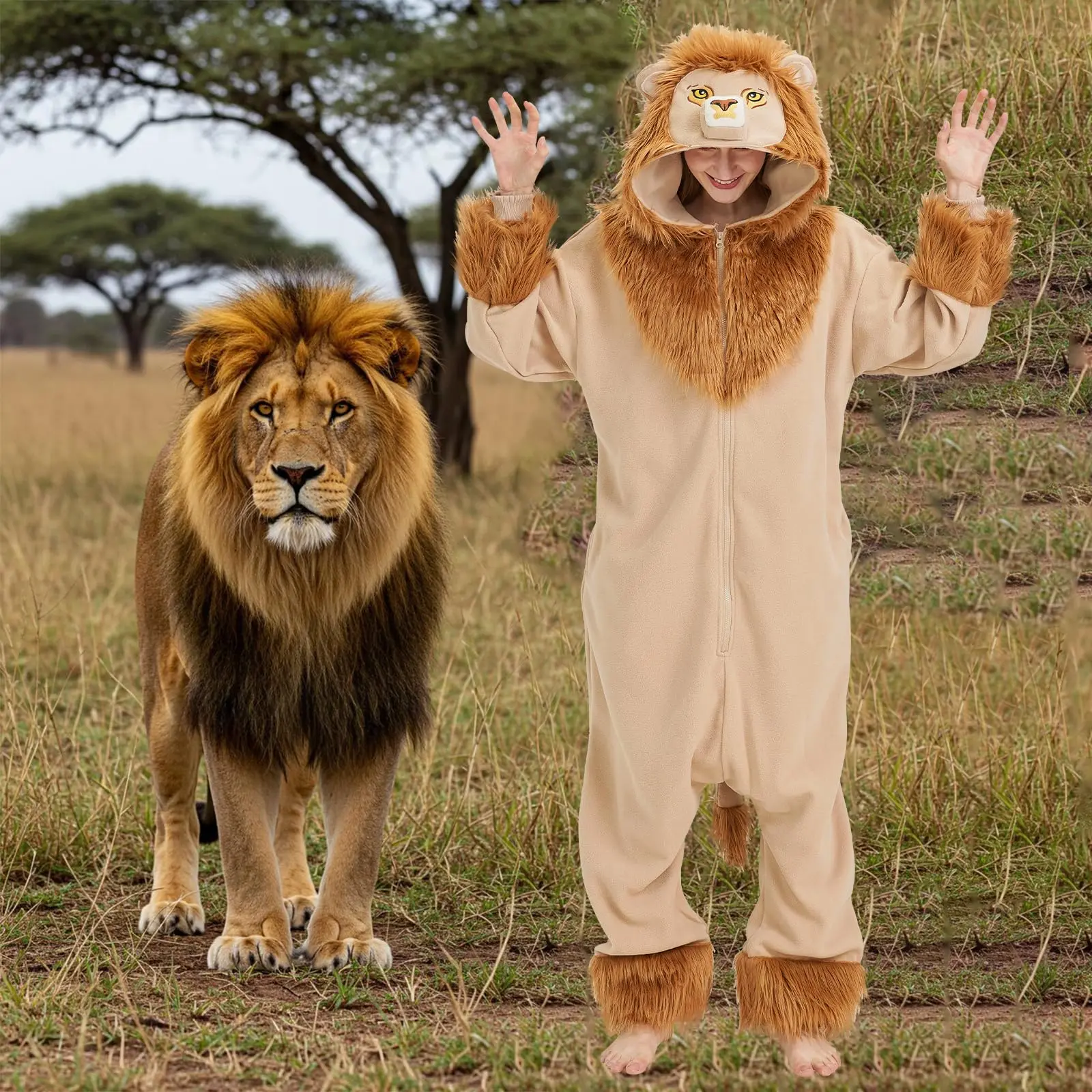 Lion Halloween Costume Set, Animal Costume Cosplay   lion fursuit