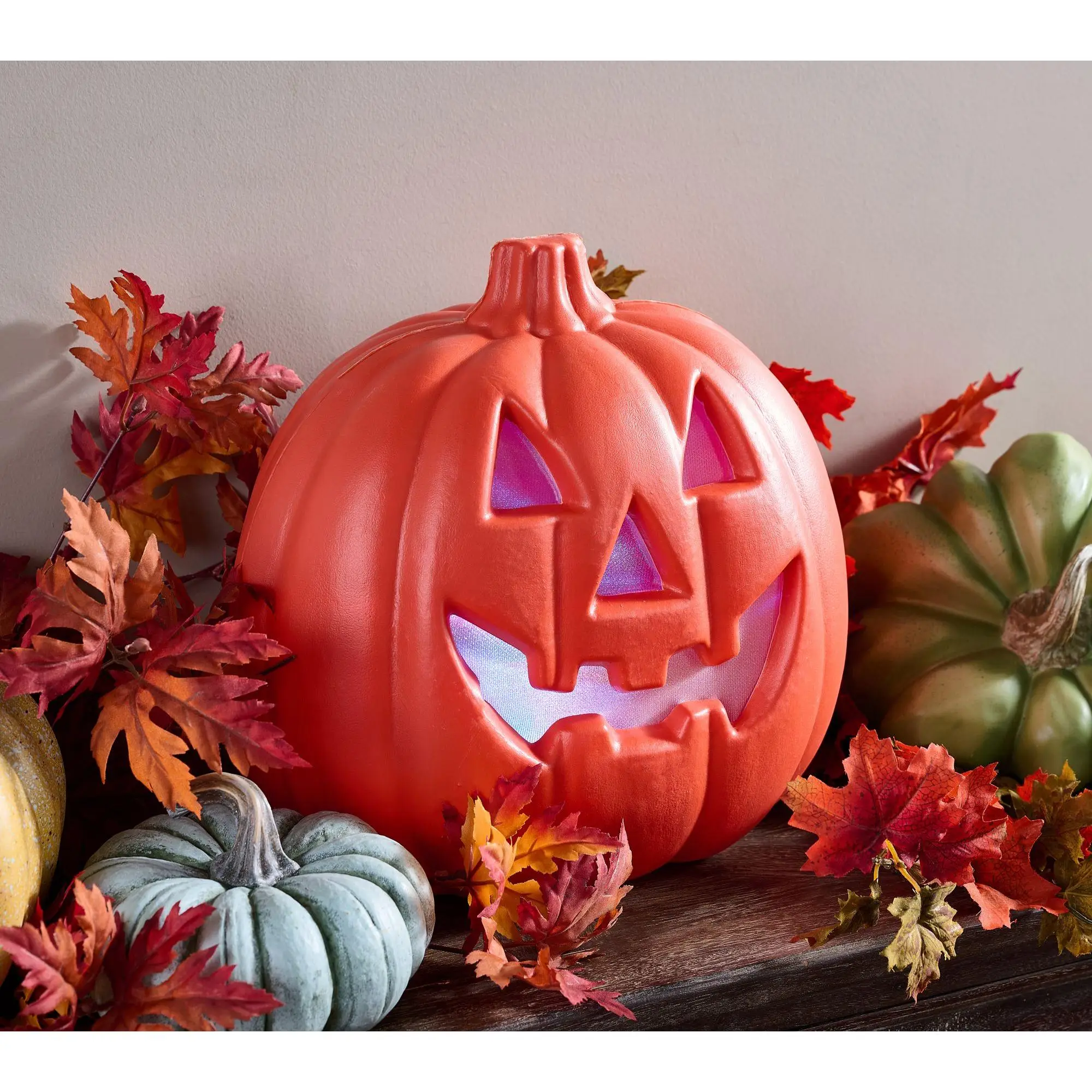 Hay & Harvest 12" Illuminated Pumpkin with Light Show
