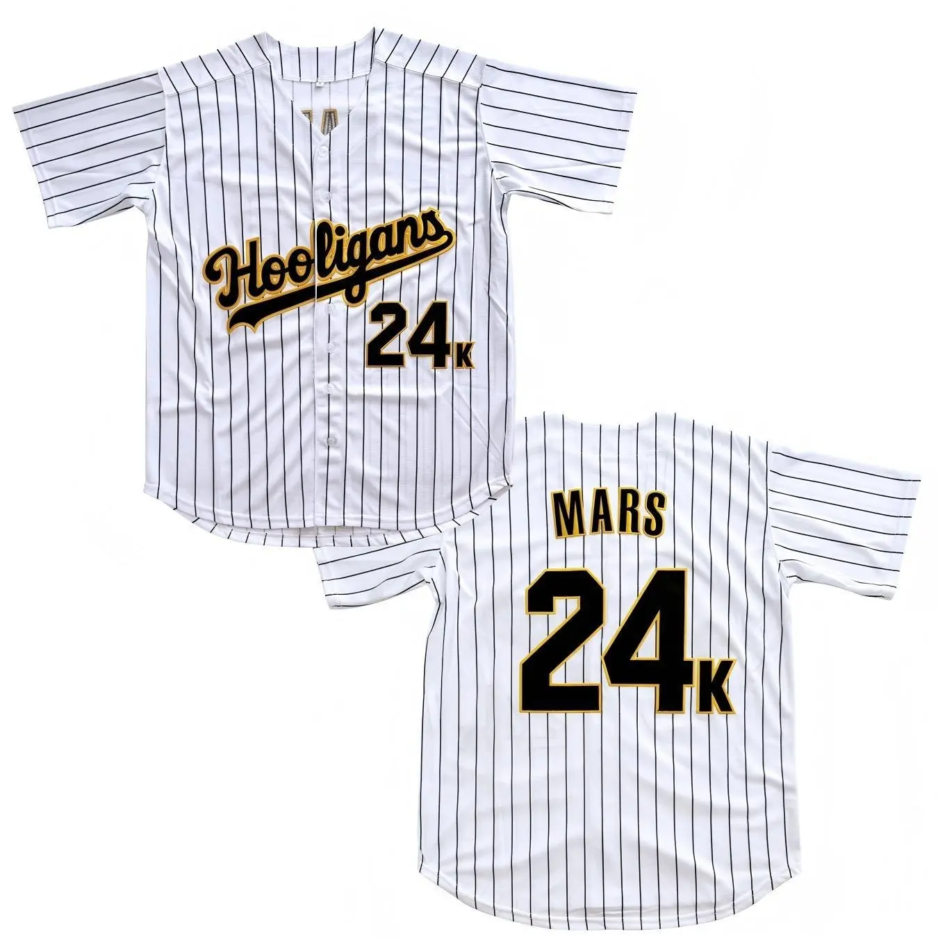 Men's Mars Hooligans #24K Hip Hop Rap Baseball Jersey Breathable