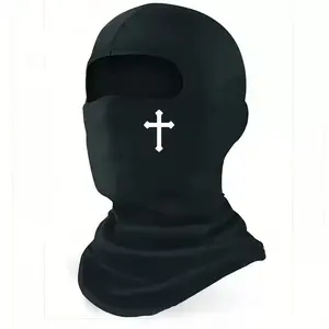 1Pc Cross Pattern Balaclava, Christian Ski Mask, Loose Fitting Breathable Face Cover, Unisex Shiesty Mask for Sports & Daily Wear