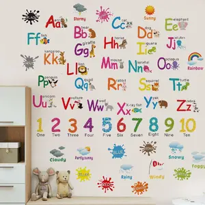 Alphabet & Number Wall Sticker, 2 Counts/set Colorful Weather Wall Decal, Educational Wall Decor for Classroom & Bedroom & Living Room, Sticker Decorations