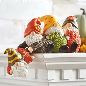 1pc Christmas Gnome Resin Figurine - Hand-Painted Festive Decor with Assorted Colors & Patterns, Durable Resin Tabletop Decoration for Holiday Home Décor, No Electricity Needed, Gnome Christmas Decorations