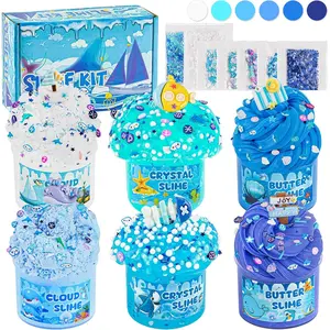 6 Pack Slimes, Blue Slime Kit, Butter Cloud Slime for Boys Girls Ages 8-12,Toys for Girls and Boys, Slime Party Favors Goodie Bag Stuffers, 4 5 6 7 8 9 10 Year Old Girl Birthday Gift Cute Stuff