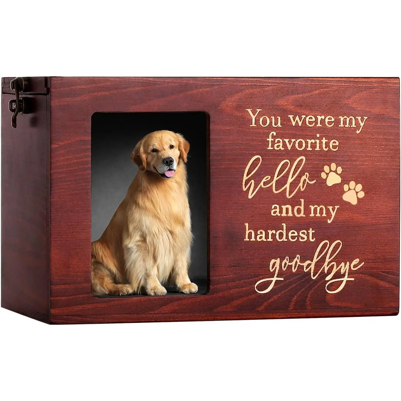 DGDCDV Pet Memorial Urns for Dogs or Cats Ashes with Photo Frame | Wooden Memorial Funeral Urns for Ashes with Black Flannel as Lining,Cremation Urns Keepsake Box for Loss Pets Sympathy Gift
