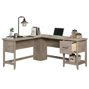 Sauder Summit Station L-Shaped Desk with File Drawer & Lower Shelf for Home Office Study