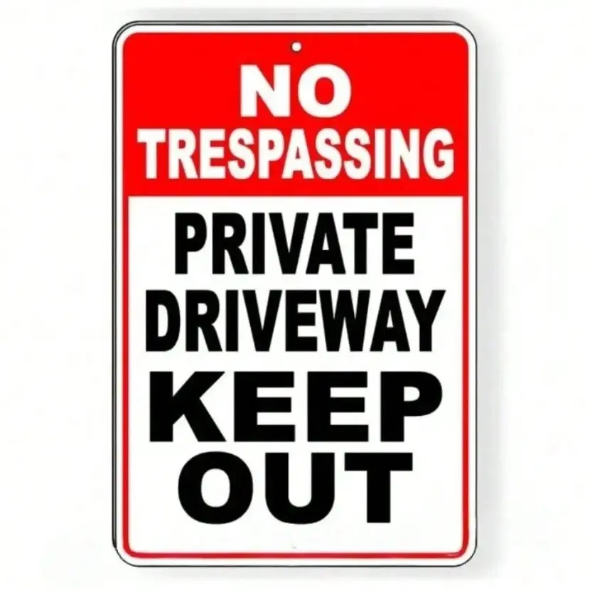 Driveway Shield No Trespassing Sign Durable Aluminum Warning Sign for Private Driveway Keep Out Outdoor Protection Weather Resistant