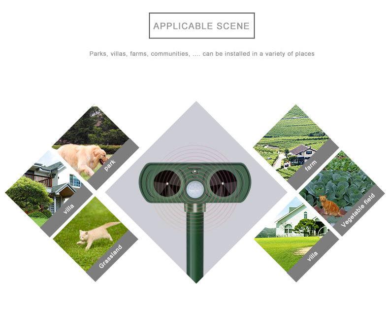 4-Pack Solar Ultrasonic Animal Repellent - Deter Deer, Rabbits, Squirrels for Yard Garden