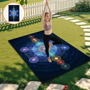 Mystical Energy Field Yoga Mat, Outdoor Meditation Pad, Seven Chakra Pattern, Non-Slip Comfortable, Relax Body and Mind, Essential for Yogis