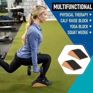 2-Pack Cork Squat Pad, Fitness Step with Non-Slip Mat for Optimized Posture and Slip Prevention, Solid Wood Stretching Block, Multi-Function Calf Raise, Yoga Ramp, 1400 lbs Weight Capacity