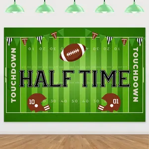 1Set Football Theme Half Year Birthday Party Backdrop Sports Six Months Photography Background 12 Birthday Party Football Decorations for Half Birthday Baby Boy Football Party Supplies 5  3ft