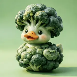1pc Cute Broccoli Duck Ornament, Simulated Resin Craft, Creative Broccoli-Shaped Duck Figurine, Personalized Decoration For Home Entryway And Desk