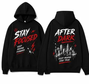 Stay Focused Hoodie Urban Graphic Sweatshirt After Dark Streetwear Pullover Casual Unisex Hoodie for Men Women Unisex Casual Hip Hop Fashion Gift for Men Women