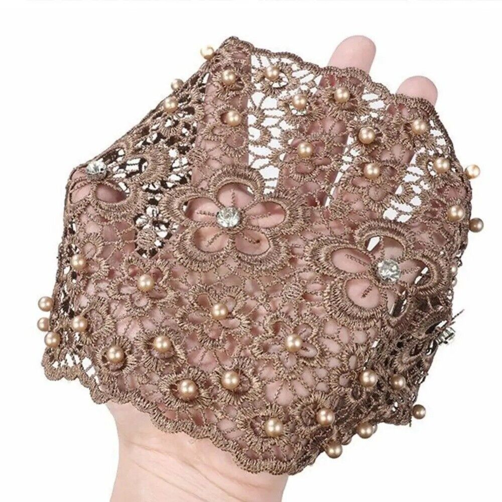 Set of 4 lace headbands for women, wide floral pearl lace elastic headbands, hair accessories for women, fashion, party gift