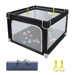 Baby Playpen for Babies and Toddlers,Small Baby Fence Floor Yard,Soft Breathable Mesh, Anti-Slip Base, Mini Play Yard with Pull-Up Ring Safe Anti-Fall Play Yard with Gates,36"X36"in