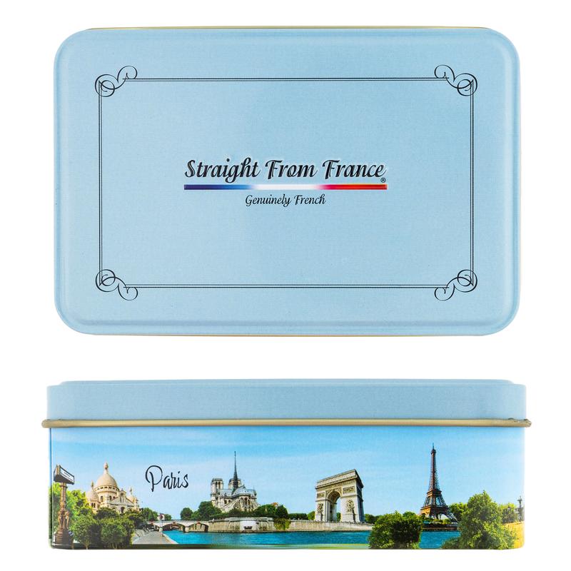 Straight from France Premium Candied Almonds (French Jordan Almonds) in Paris Themed Gift Tin, 90 Pieces, White