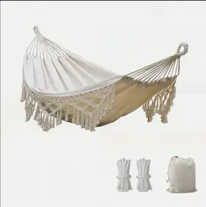 "Brazilian Macrame Fringe 2 Person Double Deluxe Hammock Swing Net Chair For Beach, Yard, Bedroom, Patio, Porch, Indoor, Outdoor (78.74*59.06inch) "