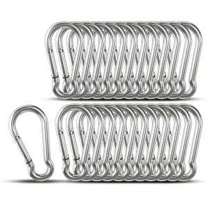 25Pcs 1.57 inch Carabiners Heavy Duty,304 Stainless Steel Spring Snap Hook Fits Camping Hiking,Metal Clips for Rope Chain Keys Rings,Small Clip Hooks,Hand Tools Kits