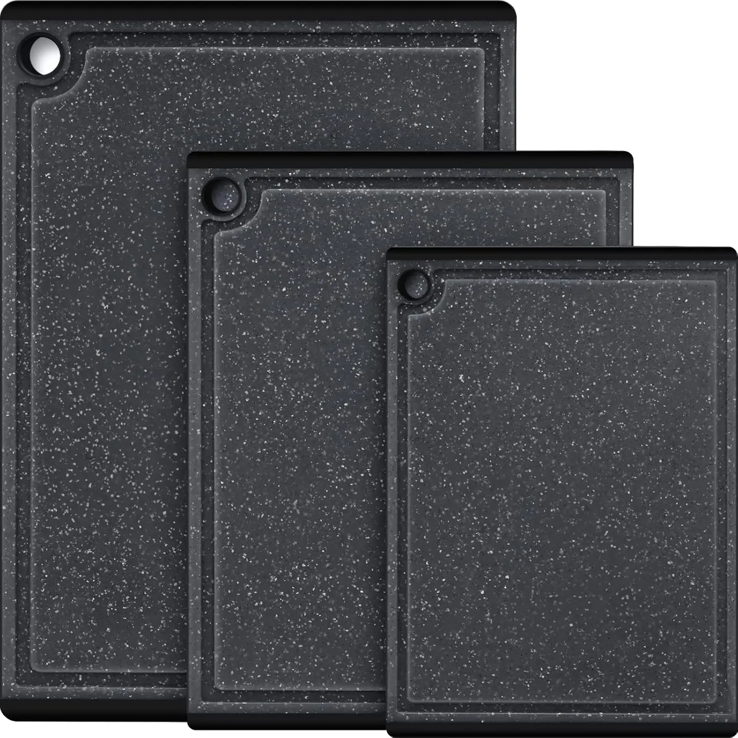 Plastic Cutting Boards for Kitchen, 3-Piece Large Cutting Board Set Dishwasher Safe Chopping Boards with Non-slip Feet and Juice Grooves,