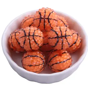 Basketball 20mm Rhinestone Beads Set of 5