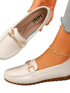 Ultra Soft Leather Loafers Footwear for Women, Slip-On Lazy Single Shoes, Comfortable for Commuting, Driving, Daily Casual Wear, Versatile Beanies