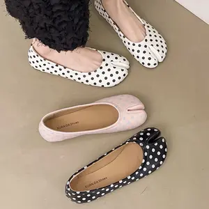 Split Toe Design Sweet Wind Polka Dot Thin Belt Bow Mary Jane Shoes Women's 2026 One-pedal Versatile Single Shoes for Everyday Wear Comfortable & Stylish Footwear