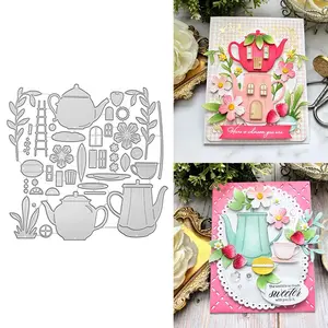 Teapot Set Metal Cutting Mold, Ideal for DIY Album Making, Paper Card Embossing Template, Creative Die-Cutting Tool