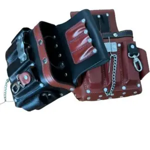 Leather Heavy Duty Electrician Carpenters Tool Pouch Waist Multi Storage Bag