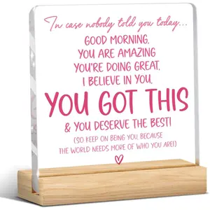 Pink Office Decor Pink, Inspirational Awareness Positive Affirmation Sign Acrylic Sign Plaque Motivational Table Decorations for Home Office Living Room Bedroom 4x4 Inch Desk Signage Decoration