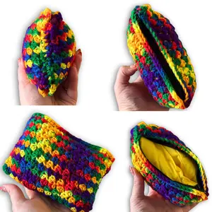 Colorful Crocheted Stash Bag - Handmade Durable Padded for glass pipes raw pouch protect your piece