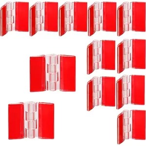 12 Pcs Acrylic Mini Hinge Transparent Plastic Self-Adhesive Folding Hinge Tools for Cabinet Drawer Furniture DIY Display Stand 30x35 mm