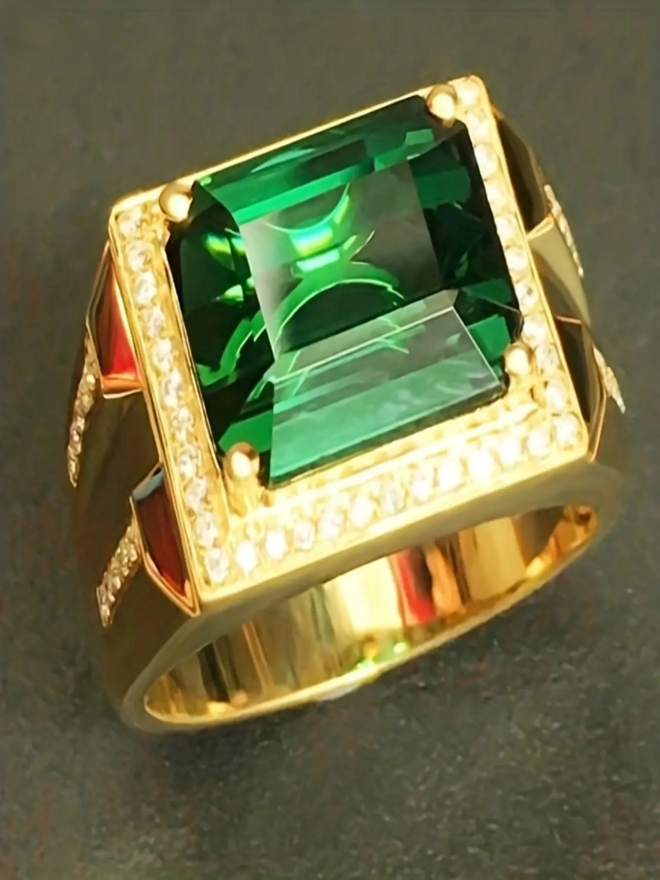 Men's Fashion Elegant Luxury Square Sparkling Zircon Inlay Ring, Wedding Engagement Party Jewelry Gift, Business Style, 1pcs, Square Shaped Ring, Synthetic Zircon Rings
