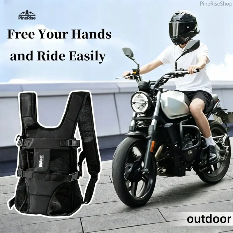 Shockproof Motorcycle Pet Carrier Backpack, Convertible Hands-Free Chest Pack for Small Dogs & Cats, Breathable Fabric with Secure Straps for Road Trips, Convertible Pack, Hands-Free Wear, Shockproof Buffer, Outdoor, Carrier Bag
