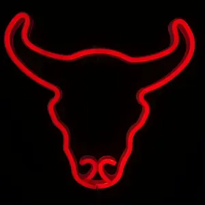 Halloween Cow Head Neon Light, Bedside Wall Decor, Party Decoration, Game Room, Holiday Gift, USB or Battery Powered, Includes Hook