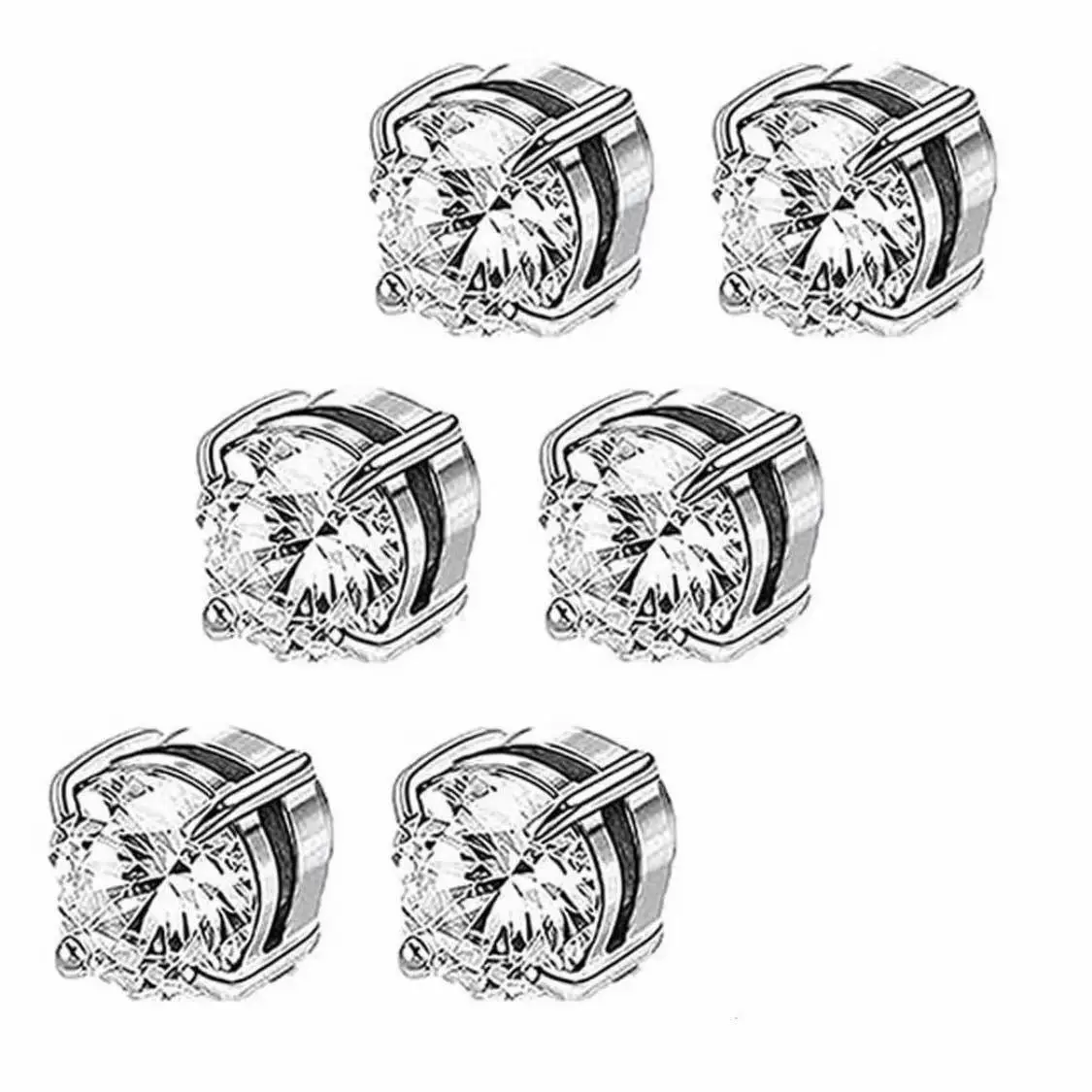 Magnetic Earrings Stainless Steel Stud Earrings for Men Women,Halloween gift,Thanksgiving Giftfor Beauty Lovers, Non Piercing Clip on CZ Earrings 8MM