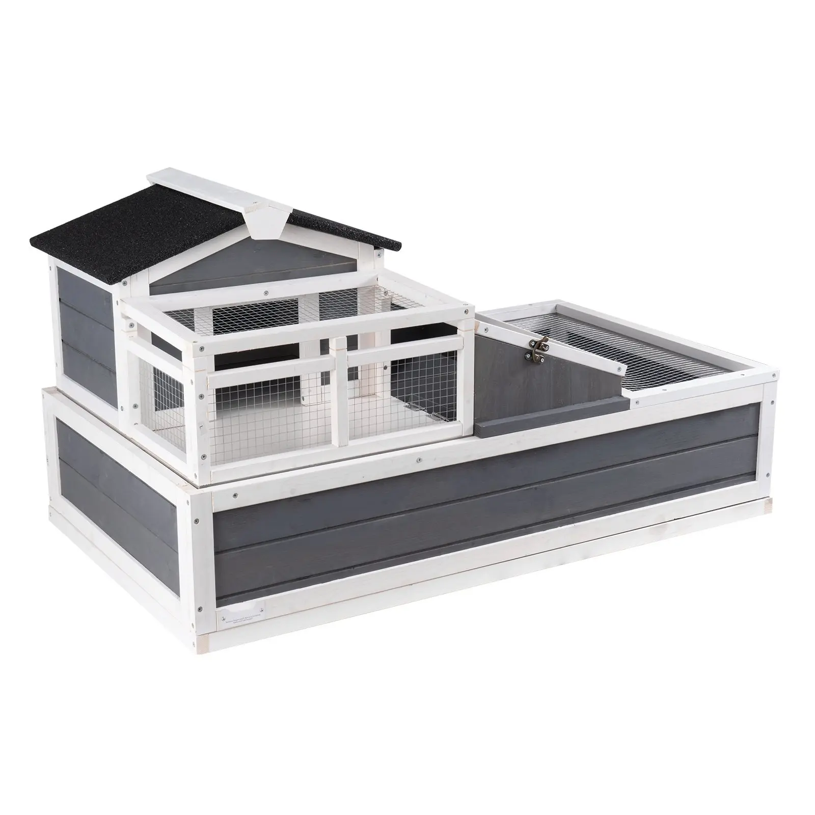 Wooden Tortoise Habitat Enclosure For Indoor And Outdoor Use, 3-Room Tortoise House Measuring 44x25.6x24 Inches, Durable Reptile Enclosure With Secure Latching Doors And Ventilated Panels, Easy Assembly