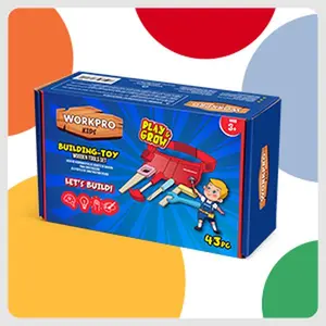 #JumpstartSale WORKPRO Wooden Building Toy Tools Set, 43 Pcs Building Toy Set Creative&Educational Construction Toy, Great Gift for Toddlers 3+