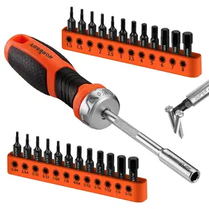 HORUSDY 25-Piece Hex Screwdriver Bit Set | Metric and SAE Hex Bit Set 1/4 inch Ratcheting Magnetic Bit Driver hex  set