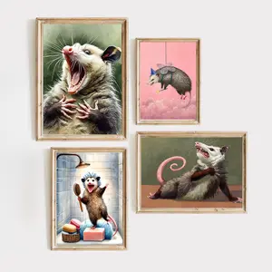 Funny Opossum Poster Canvas Decoration, Animals Opossum Humor Artwork, Funny Decoration for Home Room Bedroom Office Wall Decoration