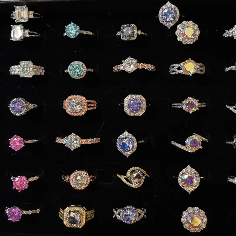2-carat Colored Moissanite Rings Adjustable 5-9