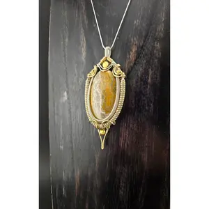 Handcut Bumblebee Jasper Pendant in 14/20 and .925