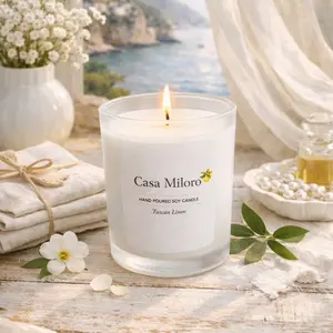 Casa Miloro Hand Poured Soy Candle Tuscan Linen Scented Home Fragrance Decorative Candle
