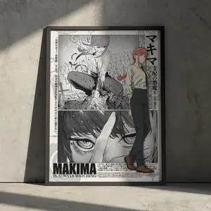 Chainsaw Man Makima Manga Poster Print, Control Devil Anime Wall Art Decor, Japanese Movie Gift for Anime Fan, Retro Gothic Aesthetic